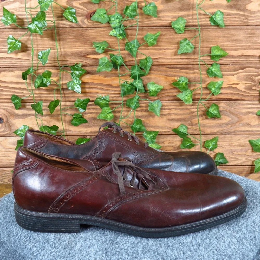 Johnston Murphy XC4 Mens Saddle Oxford Shoes Size 14 Brown Leather Lace Up Dress